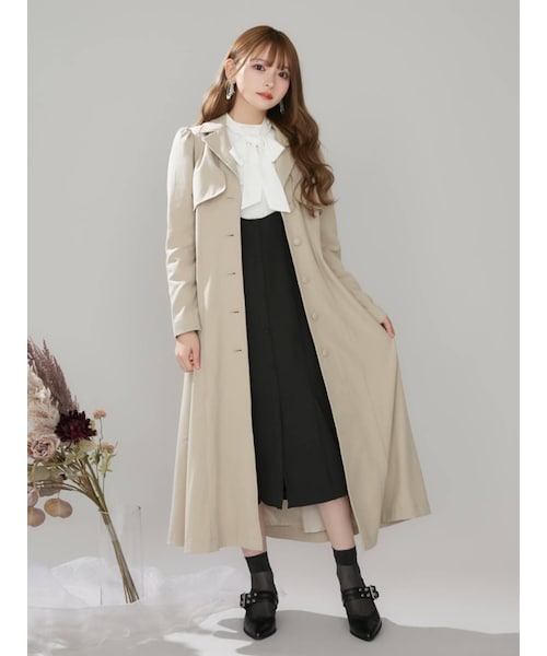 EATME（イートミー）の「ペプラムベルトコート（トレンチコート・レディース・ブラック/ブルー/ベージュ・S/M）」の9枚目の写真