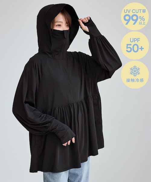 ROPE' PICNIC（ロペピクニック）の「【WEB限定カラー】絶対焼けたくないUVパーカー/UVカット・接触冷感（パーカー・レディース・ライトグレー/キナリ/ブルー系/ブラック/グレー系/ピンク・F）」の2枚目の写真