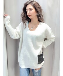 GYDA | ECOレザーポケットニット TOPS(ニット/セーター)