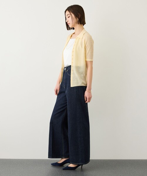 ROPE'（ロペ）の「シルクリネンポロ襟ニットカーディガン/イージーケア（カーディガン/ボレロ・レディース・ブラック/ネイビー/クリーム・F）」の14枚目の写真