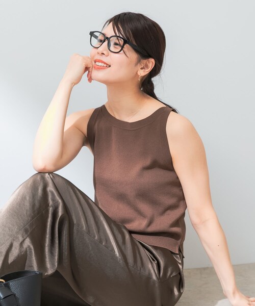 URBAN RESEARCH ROSSO（アーバンリサーチロッソ）の「F by ROSSO　ウォッシャブルミラノリブアメスリニット（ニット/セーター・レディース・BLACK/L/GRAY/BROWN/NAVY×OW・FREE）」の5枚目の写真