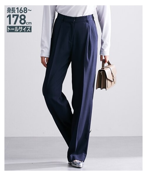 nissen（ニッセン）の「高身長 麻調タックセミワイドパンツ