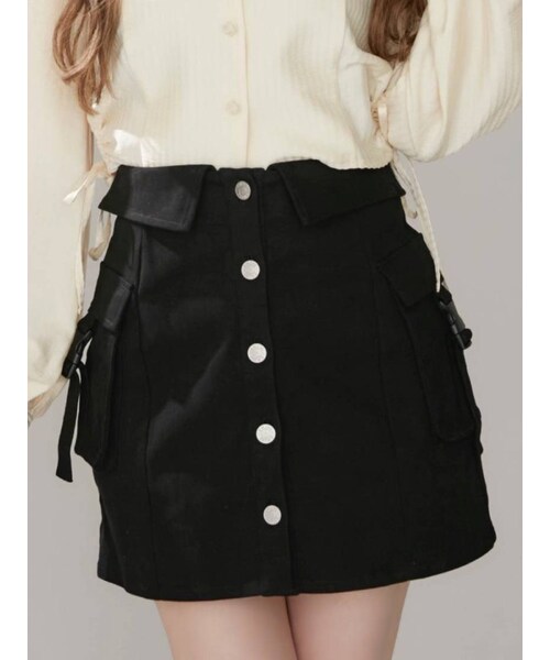 EATME（イートミー）の「フラップポケットカーゴスカート（スカート・レディース・ブラック/グリーン/ベージュ・S/M）」の4枚目の写真