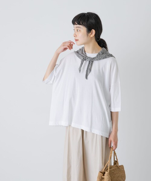 かぐれ（カグレ）の「ハイツイストコットン半袖Tシャツ（Tシャツ/カットソー・レディース・OFF/BLACK/CHARCOAL・Free）」の6枚目の写真