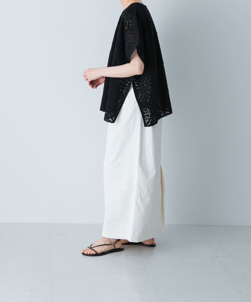 かぐれ(カグレ)の「コットンレースポンチョプルオーバー(Tシャツ/カットソー・レディース・OFF/BLACK・FREE)」の19枚目の写真