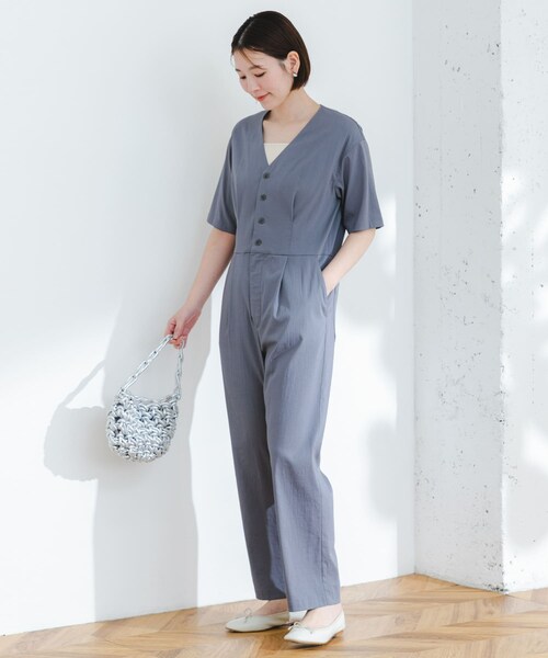URBAN RESEARCH ROSSO（アーバンリサーチロッソ）の「F by ROSSO　ウエスト切り替えVネックオールインワン（サロペット/オーバーオール・レディース・KHAKI/GRAY・36/38）」の7枚目の写真