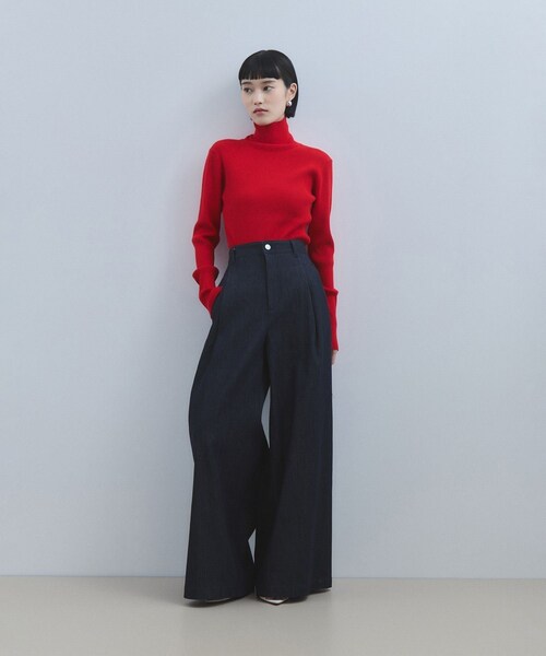 ADAM ET ROPE'(アダムエロペ)の「【WEB限定】・【定番】エコベロRIBタートル(ニット/セーター・レディース・ブラック/オフホワイト/ダークブラウン/ブルー系/レッド・F)」の13枚目の写真