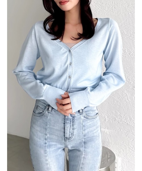 dazzlin（ダズリン）の「【UV】ラメシンプルニットカーディガン（カーディガン/ボレロ・レディース・ホワイト/グレー/ブラック/ブルー・F）」の5枚目の写真