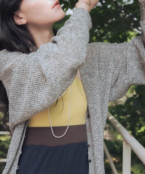 URBAN RESEARCH（アーバンリサーチ）の「ブークレメッシュニットカーディガン（カーディガン/ボレロ・レディース・M.BLACK/OFF/BLACK・FREE）」の17枚目の写真