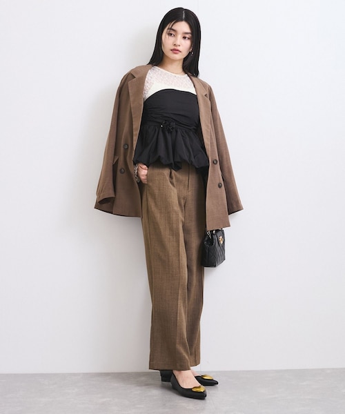 VIS(ビス)の「コサージュ付きバルーンナイロンビスチェ(その他トップス・レディース・ブラック/キナリ・F)」の4枚目の写真