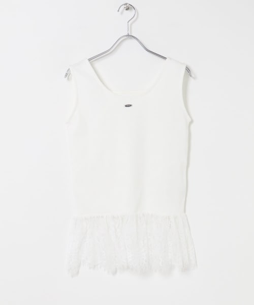 SENSE OF PLACE by URBAN RESEARCH(センスオブプレイスバイアーバンリサーチ)の「2WAYティアードフリルレーストップ(タンクトップ・レディース・OFF WHITE/BLACK・One)」の1枚目の写真