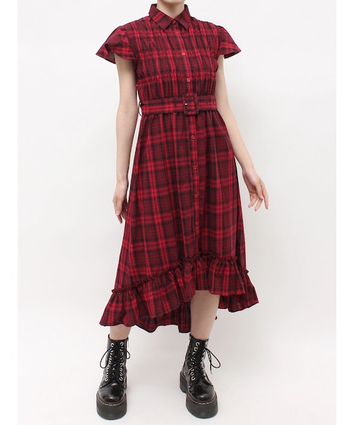 jouetie(ジュエティ)の「シャーリングシャツワンピース(ワンピース・レディース・ブラック/レッド・F)」の5枚目の写真