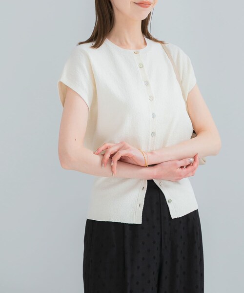 URBAN RESEARCH ROSSO（アーバンリサーチロッソ）の「リネンコットンウエストシェイプデザインニット（ニット/セーター・レディース・WHITE/CARAMEL・Free）」の5枚目の写真