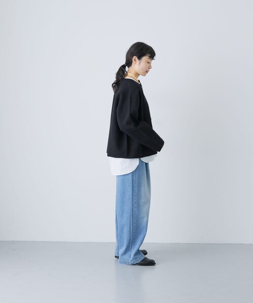 かぐれ（カグレ）の「圧縮ウールショートジャケット（ノーカラージャケット・レディース・GREGE/BLACK・Free）」の9枚目の写真