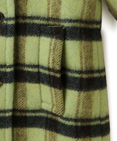 ADAM ET ROPE'(アダムエロペ)の「【J'aDoRe限定】【GANNI(ガニー)】Brushed Wool Check Midi Coat(ピーコート・レディース・ライトグリーン・36)」の8枚目の写真
