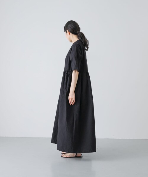 かぐれ（カグレ）の「『2サイズ展開』コットンシルクサイドギャザーワンピース（ワンピース・レディース・BLACK/ROYAL BLUE/BLACK A・0/1）」の14枚目の写真