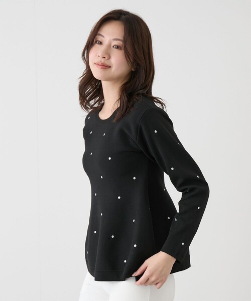 Jayro(ジャイロ)の「ドット刺繍ニット(ニット/セーター・レディース・ブラック/オフホワイト/ピンク・M)」の6枚目の写真