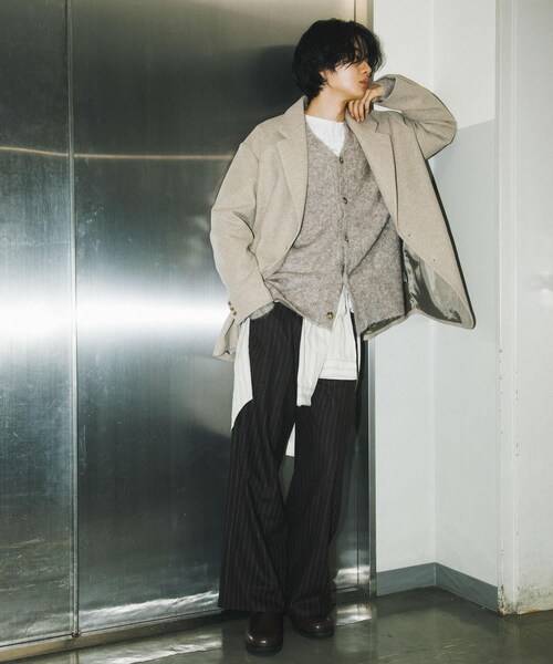 SENSE OF PLACE by URBAN RESEARCH(センスオブプレイスバイアーバンリサーチ)の「ルーズミドルジャケット(テーラードジャケット・メンズ・BLACK/CHARCOAL/GREIGE・M/L)」の3枚目の写真