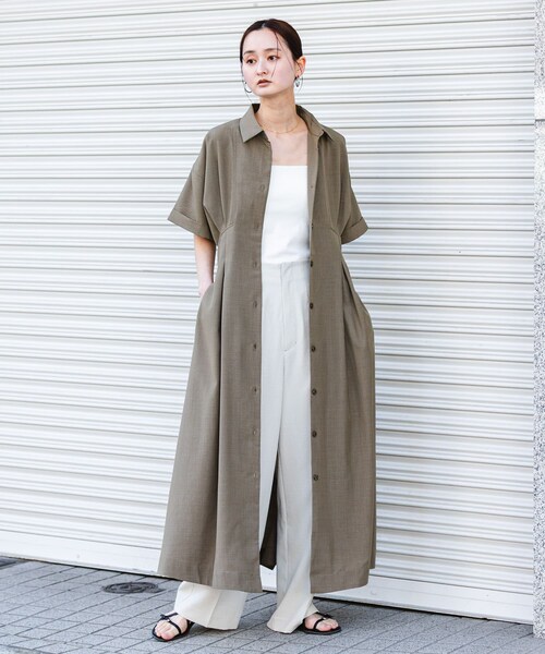 SENSE OF PLACE by URBAN RESEARCH（センスオブプレイスバイアーバンリサーチ）の「『UR TECH DRYLUXE』リネンライクワンピース（ワンピース・レディース・CHARCOAL/KHAKI/L.BLUE・COMPACT/One）」の19枚目の写真