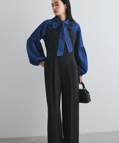 VIS（ビス）の「セットアップサロペット【洗える】（サロペット/オーバーオール・レディース・ブラック/キナリ・F）」の7枚目の写真