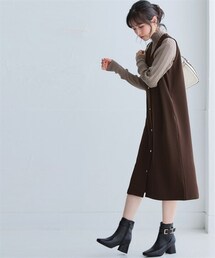 nissen | しわになりにくいキレイ目リップルジャンパースカート（抗菌防臭・防しわ）(ワンピース)