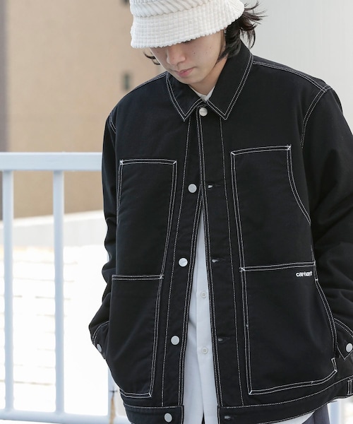 SENSE OF PLACE by URBAN RESEARCH(センスオブプレイスバイアーバンリサーチ)の「carhartt DOUBLE FRONT JACKET(カバーオール・メンズ・BEIGE/BLACK・M/L)」の1枚目の写真