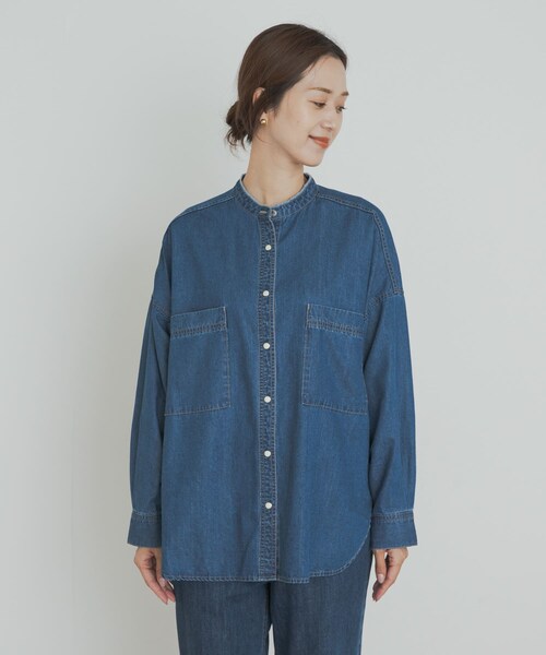 URBAN RESEARCH DOORS（アーバンリサーチドアーズ）の「デニムバンドカラーシャツ（シャツ/ブラウス・レディース・INDIGO/ONE WASH・M）」の12枚目の写真