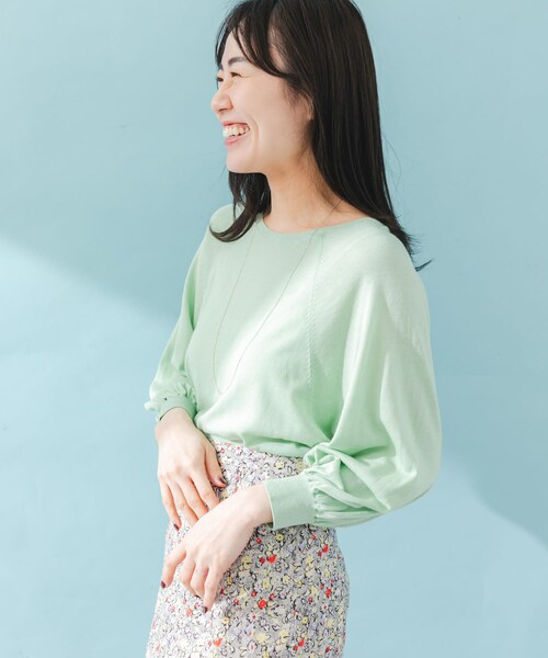 URBAN RESEARCH ROSSO（アーバンリサーチロッソ）の「ウォッシャブルシルク混ドルマンニット（ニット/セーター・レディース・ORANGE/OFF WHITE/L.MINT・FREE）」の16枚目の写真