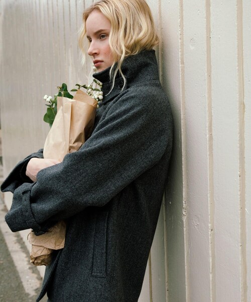 URBAN RESEARCH Sonny Label（アーバンリサーチサニーレーベル）の「メルトンジャージースタンドカラーコート（テーラードジャケット・レディース・チャコール/グレー/ベージュ・FREE）」の7枚目の写真