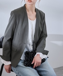 ROPE' PICNIC | 【UV対応】【リネンライク・シリーズ】ノーラペルジャケット/通勤・セットアップ対応(ノーカラージャケット)