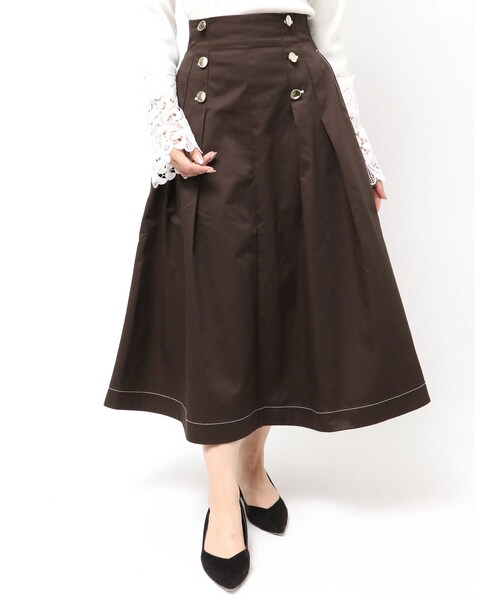 TONAL（トーナル）の「【Dickies別注】マリンタックフレアスカート（スカート・レディース・グレー/ダークグリーン/ネイビー/ブラウン/ベージュ/ダークブラウン・S/M）」の7枚目の写真