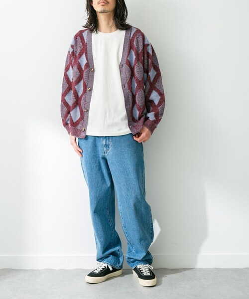 URBAN RESEARCH Sonny Label（アーバンリサーチサニーレーベル）の「ジャガードVネックニットカーディガン（カーディガン/ボレロ・メンズ・ボルドー/オフ/グリーン・M/L）」の10枚目の写真