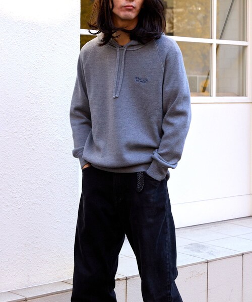 ADAM ET ROPE'（アダムエロペ）の「【GALLIA/ガッリア】Knit hoodie（パーカー・メンズ・グレー/ネイビー・50/52）」の5枚目の写真