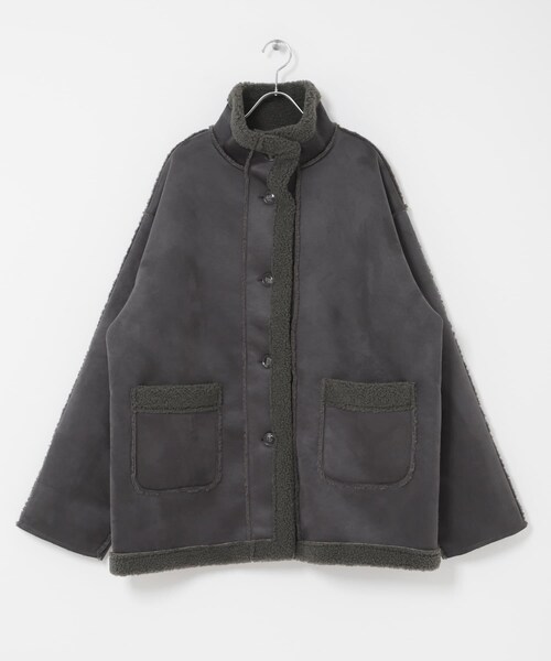 SENSE OF PLACE by URBAN RESEARCH（センスオブプレイスバイアーバンリサーチ）の「フェイクムートンスタンドジャケット（ムートンコート・レディース・BROWN/CHARCOAL/IVORY・One）」の17枚目の写真