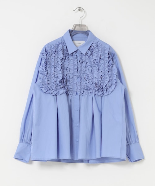 URBAN RESEARCH（アーバンリサーチ）の「crinkle crinkle crinkle　FRONT FRILL SHIRTS（シャツ/ブラウス・レディース・WHITE/BLUE・Free）」の2枚目の写真