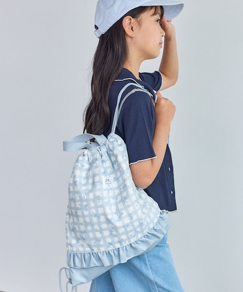 ROPE' PICNIC(ロペピクニック)の「【KIDS/キッズ】チェック×リボン柄ナップザック(バックパック/リュック・キッズ・サックス/ラベンダー系・F)」の1枚目の写真