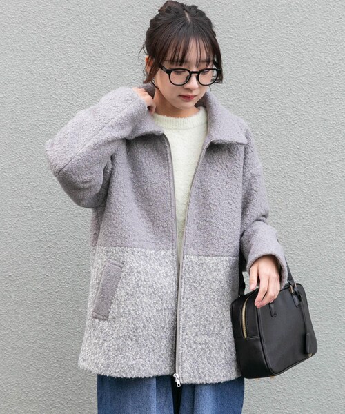 ITEMS URBANRESEARCH(アイテムズ アーバンリサーチ)の「ボア切替ジャケット(テーラードジャケット・レディース・L.BEG/GRY・Free)」の9枚目の写真