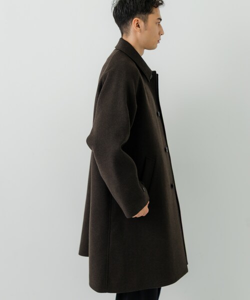 URBAN RESEARCH（アーバンリサーチ）の「WOOL BAL COLLAR COAT（ステンカラーコート・メンズ・KHAKI/BROWN/NAVY/BROWN CH・S/M/L）」の9枚目の写真