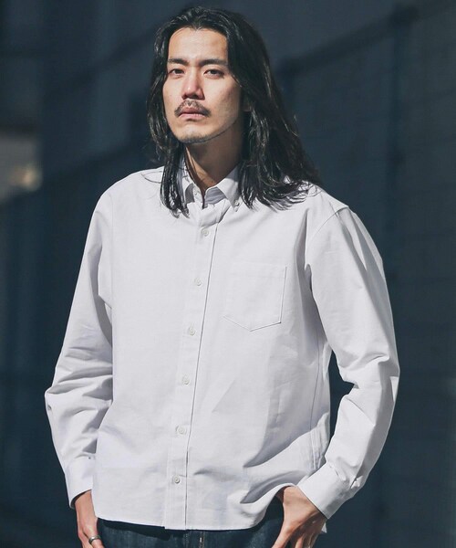 URBAN RESEARCH Sonny Label（アーバンリサーチサニーレーベル）の「抗菌オックスボタンダウン長袖シャツ（シャツ/ブラウス・メンズ・ホワイト/ネイビー/オフストライプ/ギンガムチェック/サックス/グレー・S/M/L/XL）」の8枚目の写真
