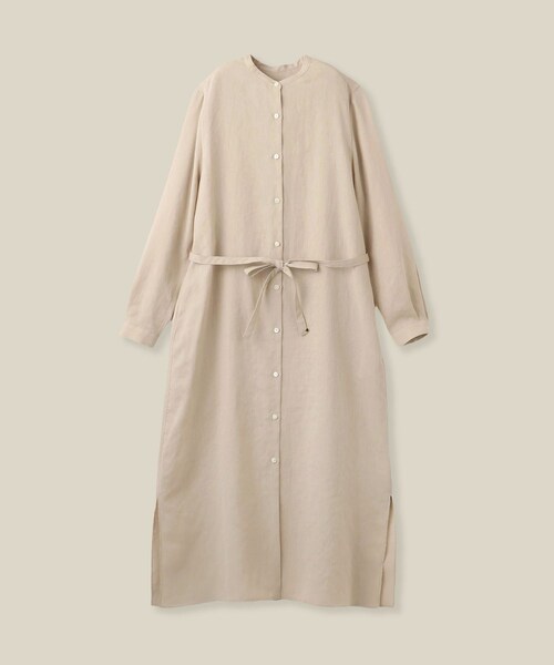 ROPE'（ロペ）の「【WEB・一部店舗限定】フロントオープンシャツワンピース/洗える（ワンピース・レディース・チャコール/ベージュ・F）」の2枚目の写真