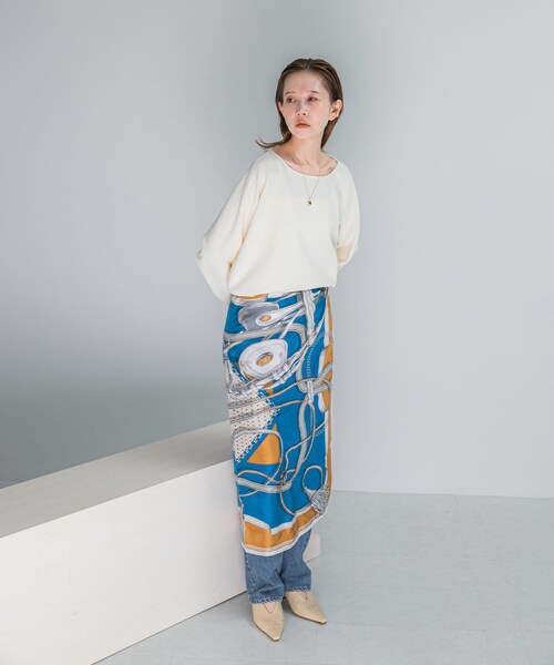 URBAN RESEARCH ROSSO（アーバンリサーチロッソ）の「ニットジョーゼットドルマンプルオーバー（シャツ/ブラウス・レディース・OFF WHITE/NAVY・FREE）」の4枚目の写真