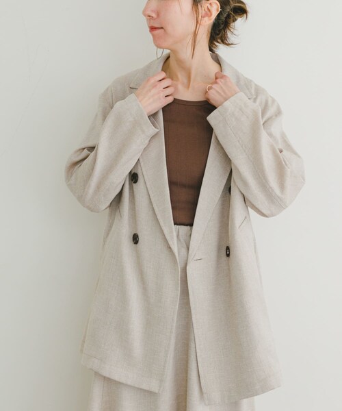 ITEMS URBANRESEARCH（アイテムズ アーバンリサーチ）の「リネンライクジャケット（テーラードジャケット・レディース・L.BEG/BRN・FREE）」の14枚目の写真