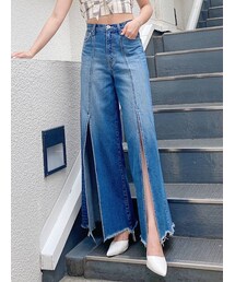 GYDA | フロントスリットWIDE BUGGYデニムパンツ(デニムパンツ)