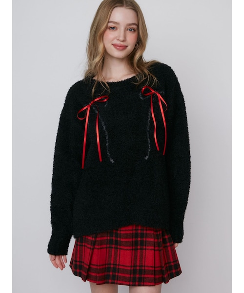 CALNAMUR（カルナムール）の「WRAPPING RIBBON JQD KNIT/ラッピングリボンジャガードニット（ニット/セーター・レディース・アイボリー/グレー/ブラック・F）」の8枚目の写真