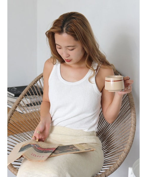 Ungrid（アングリッド）の「ランダムテレコタンクトップ（タンクトップ・レディース・チャコールグレー/ブルー/ネイビー/パープル/オレンジ/オフホワイト・F）」の2枚目の写真