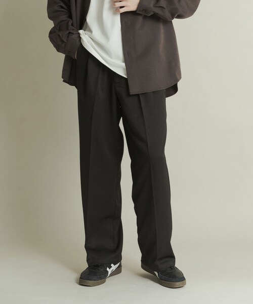 SENSE OF PLACE by URBAN RESEARCH(センスオブプレイスバイアーバンリサーチ)の「ウールライクダブルタックワイドパンツ(その他パンツ・メンズ・BLACK/CHARCOAL/GREIGE/D.NAVY・S/M/L)」の16枚目の写真