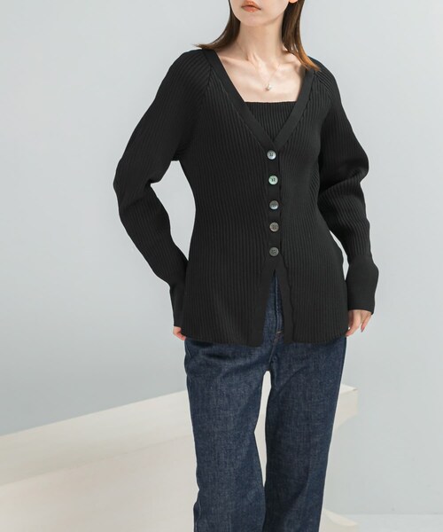 URBAN RESEARCH ROSSO（アーバンリサーチロッソ）の「ELENDEEK　SILHOUETTE ENSEMBLE KT（カーディガン/ボレロ・レディース・BLK/LVD・Free）」の3枚目の写真