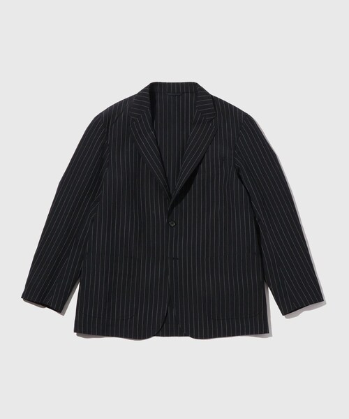 ADAM ET ROPE'（アダムエロペ）の「WOOL LINEN JACKET（ノーカラージャケット・メンズ・ブラック/キナリ/ネイビー系・L/M/S）」の9枚目の写真