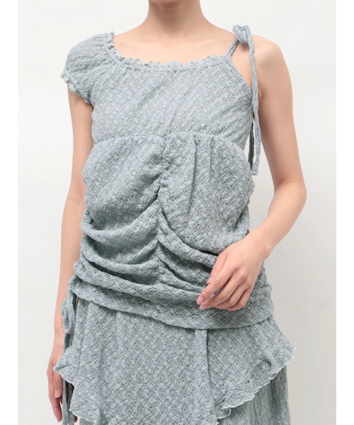 CALNAMUR（カルナムール）の「アシメスリーブレーストップス（タンクトップ・レディース・グレー/アイボリー/イエロー/ブルー/ブラウン・F）」の10枚目の写真