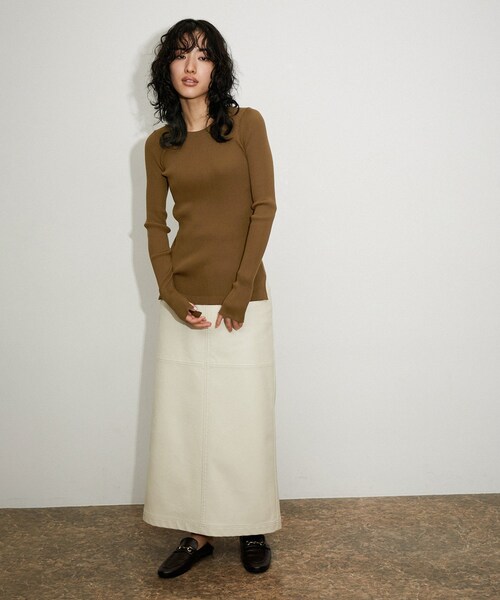 AURALEE / オーラリー | 2023AW | GIZA HIGH GAUGE RIB KNIT PULLOVER / リブ ニット | 1 | ブラック | レディース AURALEE（オーラリー） AURALEE GIZA HIGH GAUGE RIB KNIT PULLOVER